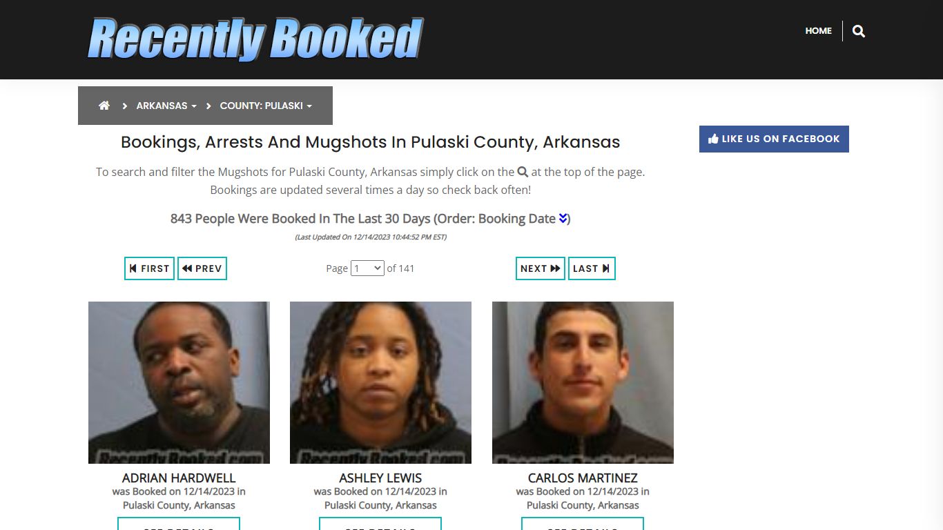 Bookings, Arrests and Mugshots in Pulaski County, Arkansas